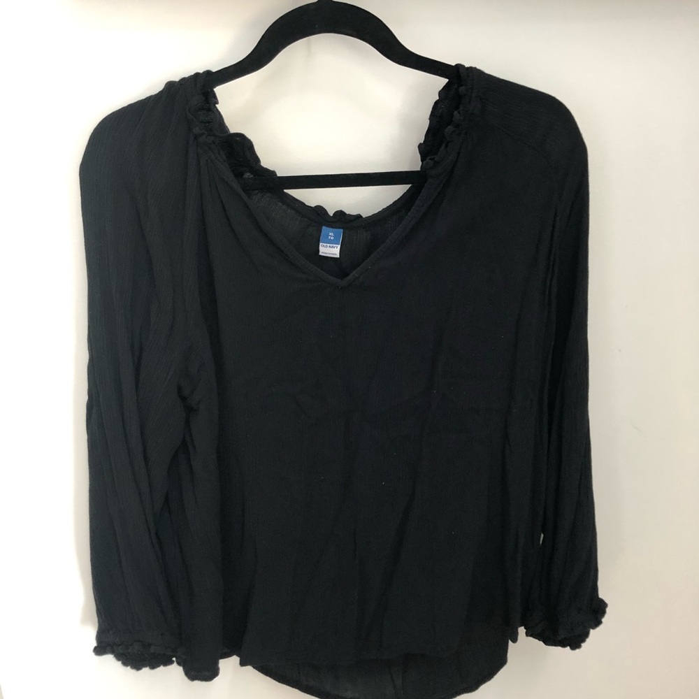 Old Navy Black Ruffled Blouse